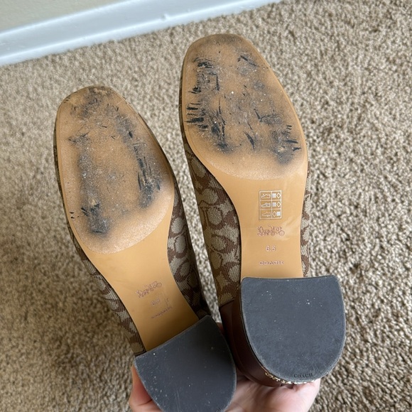 Coach Neeka Logo Knit Block Heel Slip On Bootie Brown Tan - Picture 7 of 8